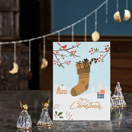 Gold Stamping Ornament Christmas Card 3D handmade Season&#39;s Greeting Invitation Card Business: 2104-09