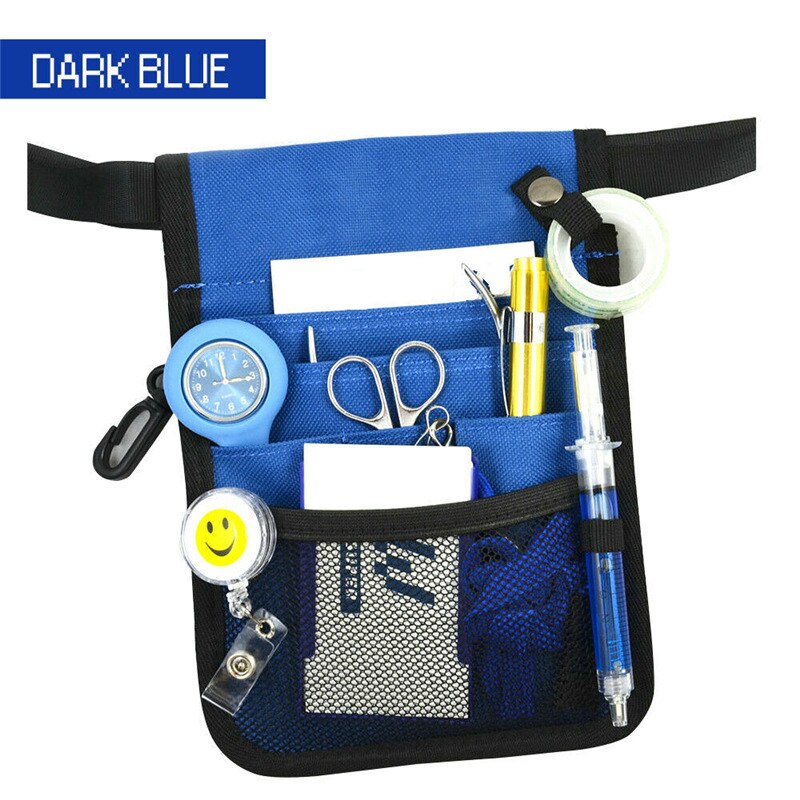 Sygeplejerskepose talje taske arrangør ekstra lomme justerbar plejetaske stor kapacitet praktisk opbevaringspose: Blå