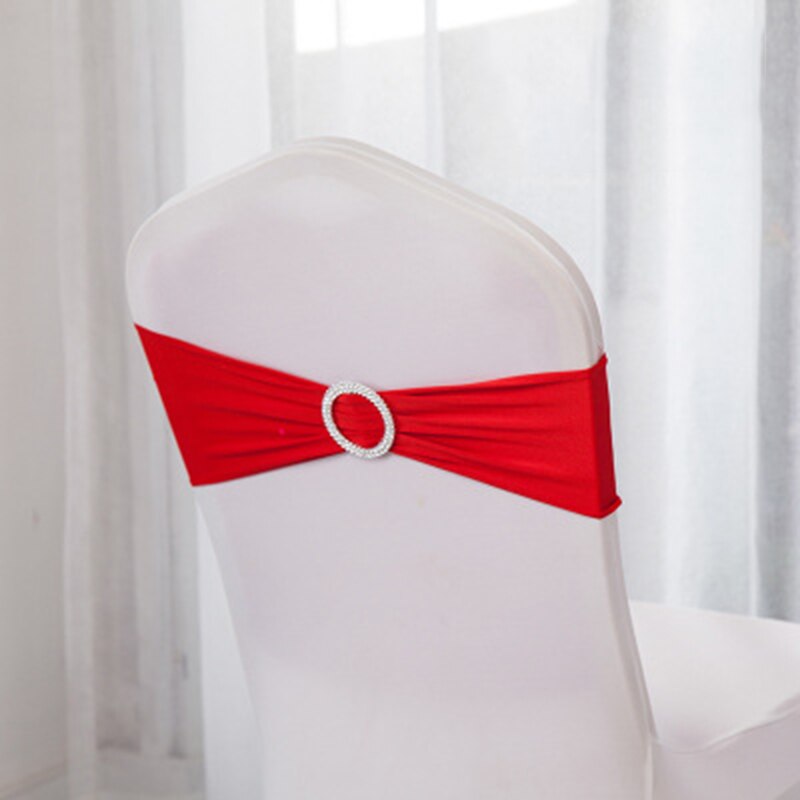 10 pièces/ensemble Spandex chaise bande noeud avec anneau rond pour mariage Banquet fête événement décoration élastique chaise ceintures Style