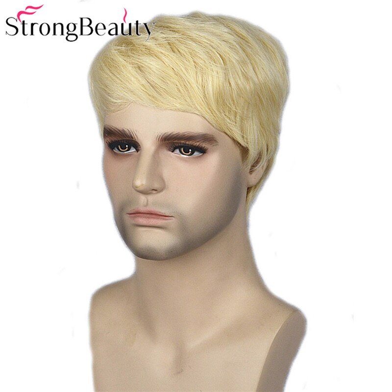 Strong Beauty Gold Blonde Men Wigs Synthetic Wig Short Hair Body Wave Wigs