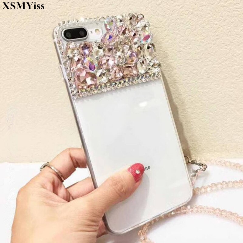 XSMYiss Bling Jeweled Strass Kristall Diamant Weiche Zurück Telefon Fall Abdeckung Für iphone X 5 5S SE 6 6s 7 8 Plus XR Xs Max