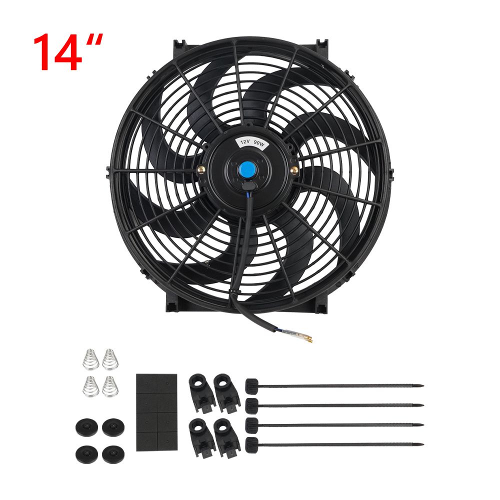 Universal 7/9/10/12/14/16 pulgadas 12V 80W 2100RPM aire acondicionado de coche radiador electrónico ventilador de refrigeración hoja Kit de refrigeración eléctrico: Naranja