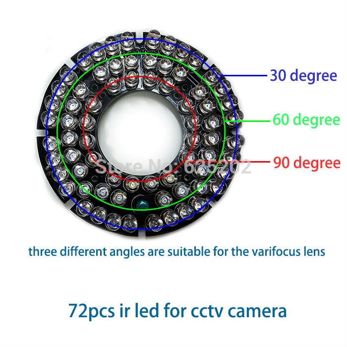 LED IR de para cámara CCTV, 72 Uds., con FY76-72V4-F de larga distancia
