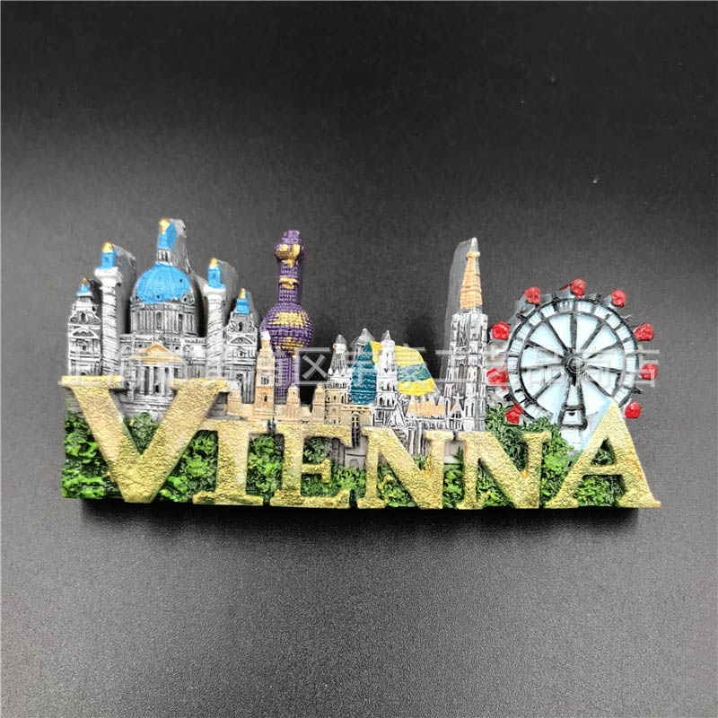 Østrig wien turist souvenir køleskab klistermærke køkken dekoration 3d magnetisk køleskab klistermærke køleskab magneter
