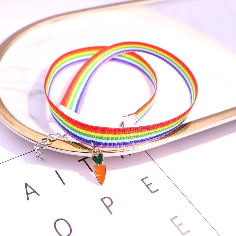 Mulltilayer Hand Braided LGBT Rainbow Bracelet Charms Cute Moon Rainbow Braslet For Women Wristband Accessories Jewelry: Carrot