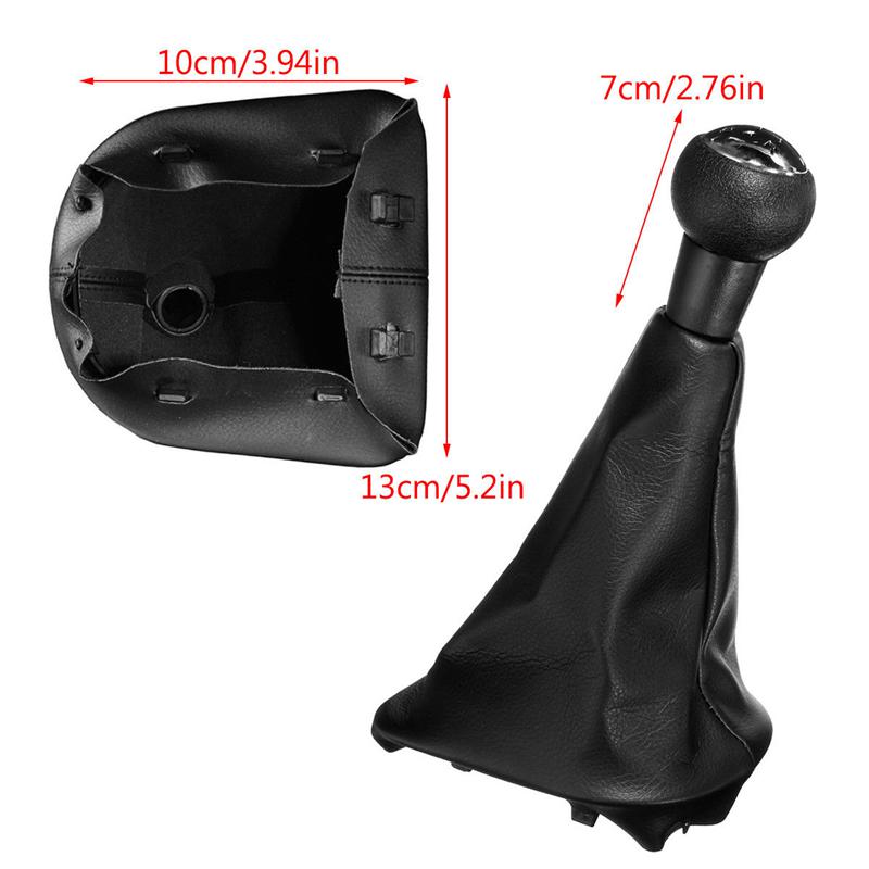 Palanca de cambio de marchas de 5 velocidades, pomo de polaina de cuero para PEUGEOT 207 307 CC 308