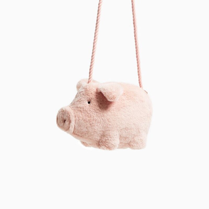 Nettes Schwein Umhängetaschen für Frauen 2022 Herbst Winter Plüsch Mädchen Puppe Schulter Bote Handtasche Tasche