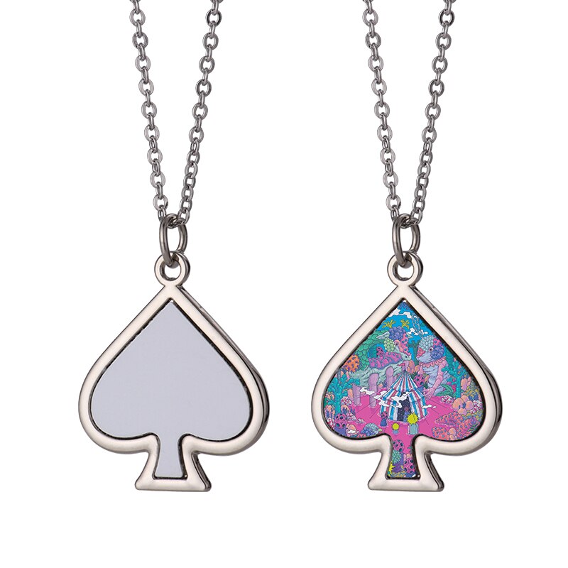Mode Sublimatie Lege Spade K Hart Ketting A0077
