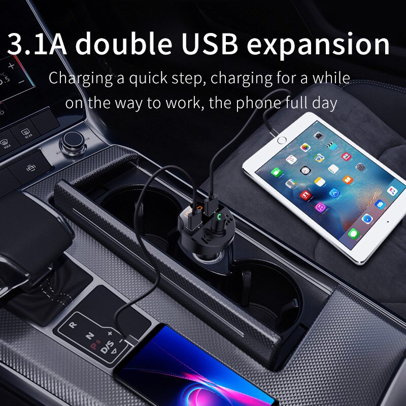 5.0 Bluetooth Adapter 2 Port USB Car Charger Lighter Slot Phone Charging FM Transmitter Car MP3 Player Bluetooth Receiver