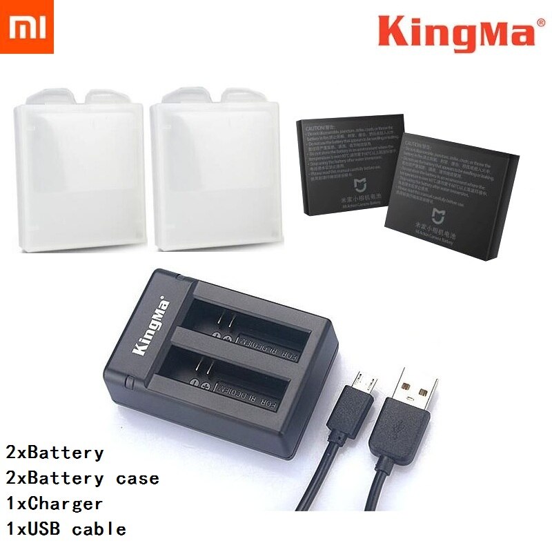 KingMa-batería Original para Xiaomi Mijia 4K, cargador Dual de baterías, estuche de carga, accesorios para Mini cámara de acción: C set