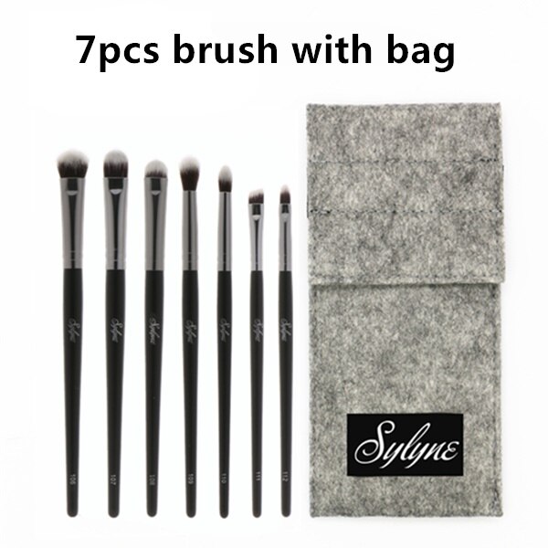 Sylyne øjenmakeup børste sæt 7 stk blending øjenbryn komplet øjenskygge makeup børster sæt med taske.: 1 sæt med taske