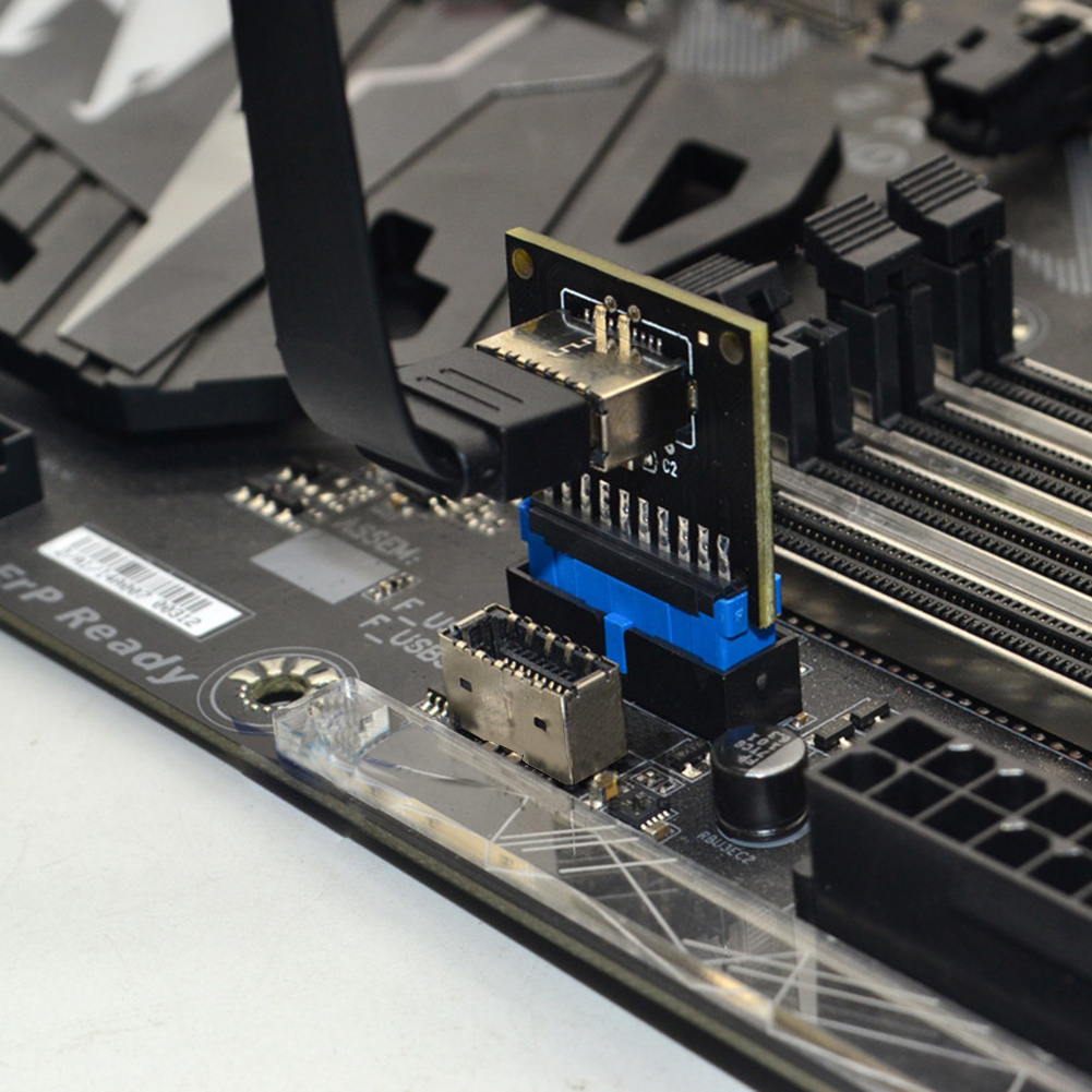 USB 3.0 19-Pin Internal Header to USB 3.1 / 3.2 Type C Key A 20-Pin Converter Laptop Docking Station Power Adapter