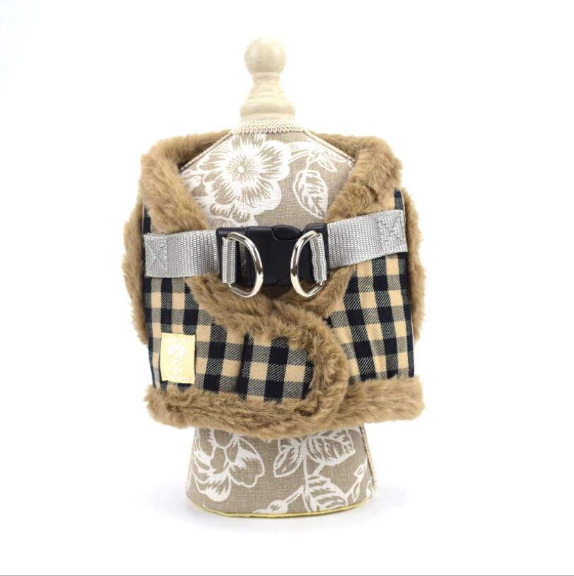 Warme Winter Hond Huisdier Harnas Jas Fleece Hond Harnas Vest Jas Leash Set Zachte Outdoor M L Xl: Plaid Coffee / XL