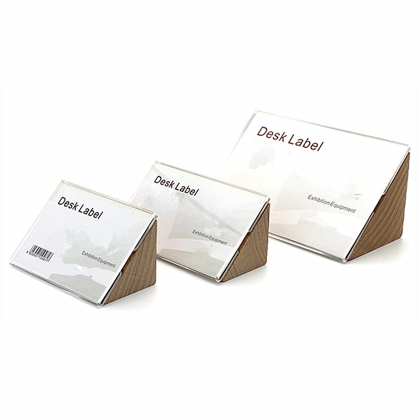 Desktop Label Display Stands Houder Voor Prijs Papieren Kaart Met Clear Acryl Front Cover En Gegaste Log Ondersteuning 2 stuks