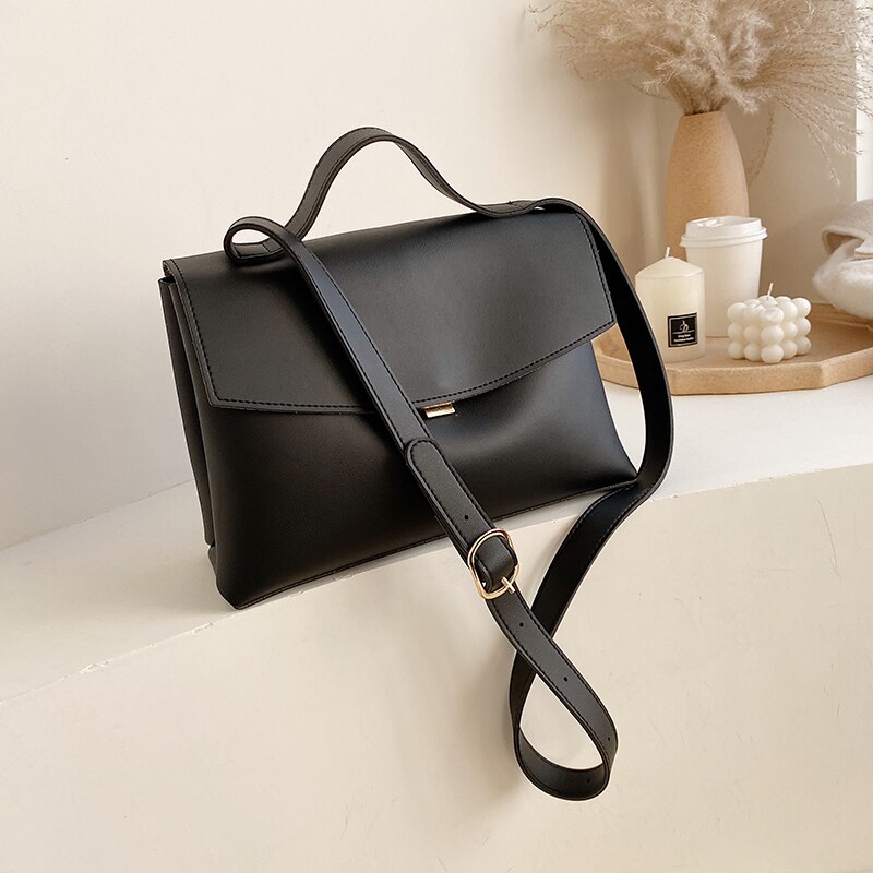 Casual Large Capacity Buckets Bag Cover Shoulder Bag Luxury Matte Pu Handbags Wide Striped Strap Crossbody Bag Purses: black A