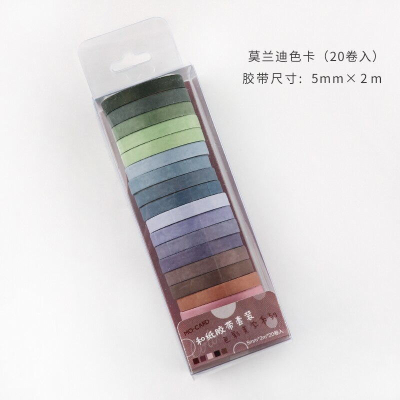 Journamm 5mm*2m*20pcs Color Tapes Janpaese Journal Delicacy Styling Bullet Journaling Adhesive Scrapbooking Deco Masking Tapes