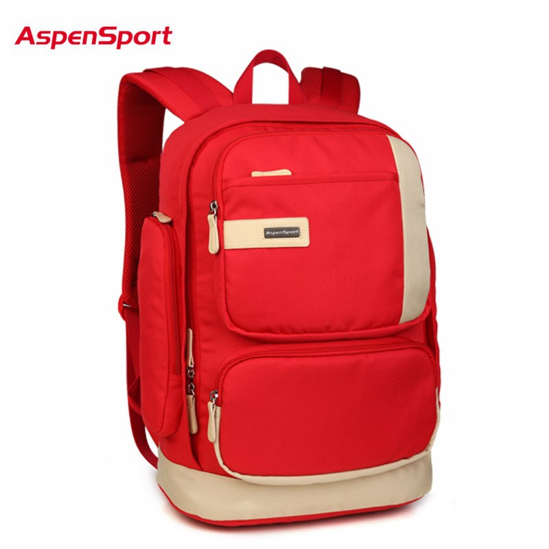 Aspensport mænds laptop rygsæk unisex høj slidstyrke rygsæk kvinder notebook taske studerende rygsæk: Rød