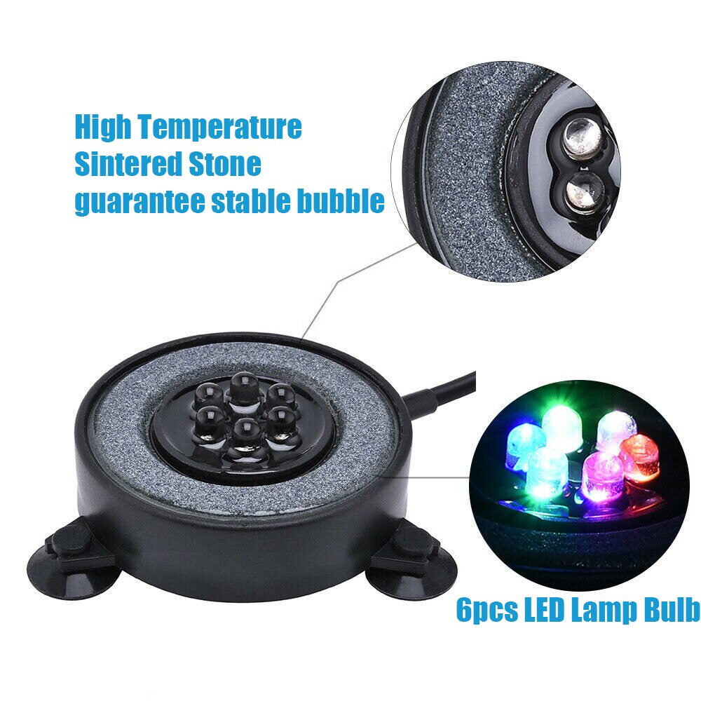 Submersible Underwater Fish Tank Light Color Changing LED Air Light Aquarium Air Bubble 6pcs Lamp Making Oxygen for Fish Tank