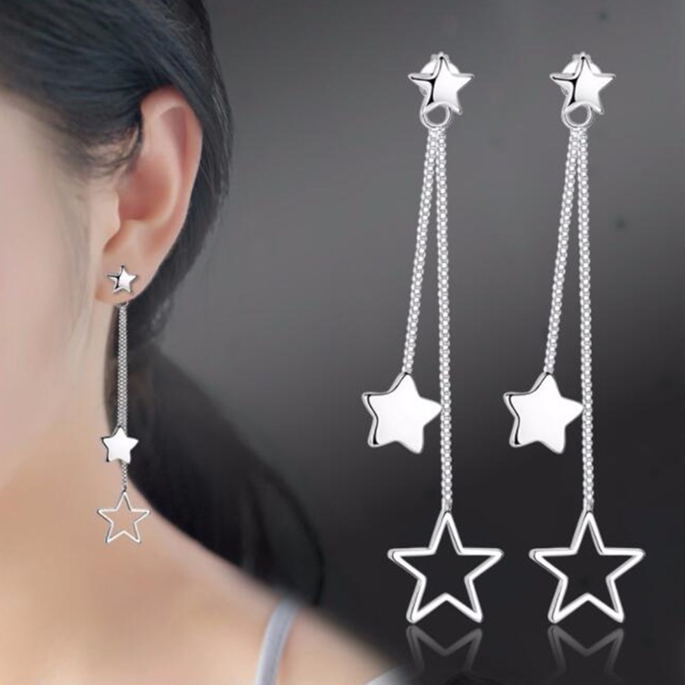 NEHZY 925 sterling silver Jewelry Woman Earrings Retro Pentagram Long Tassel Hanging Earrings