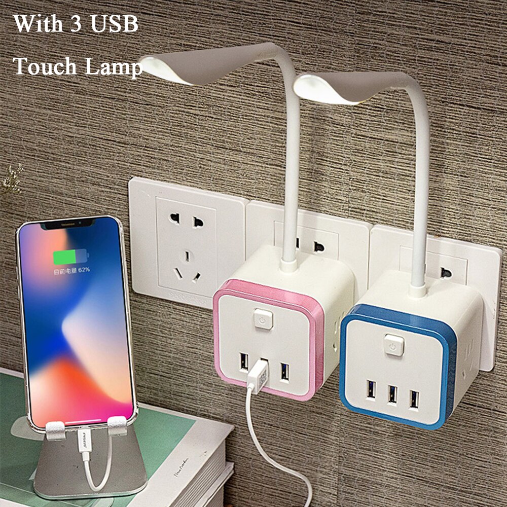 Multifunktionell mini led-lampa med usb-uttag för kontor hem sovsal studiebordslampa beröringslampa nattlampa för bebismatning