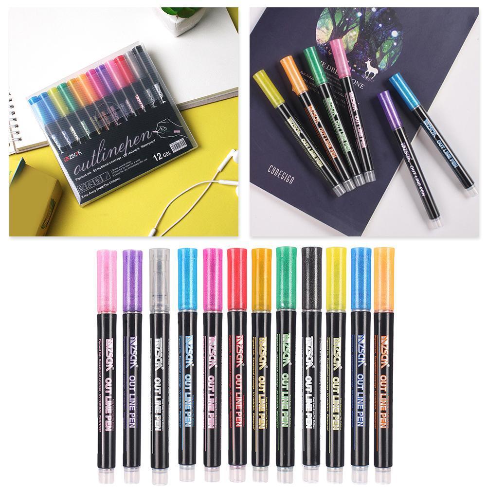Double Line Outline Pen Set Candy Color Hand Note ... – Grandado