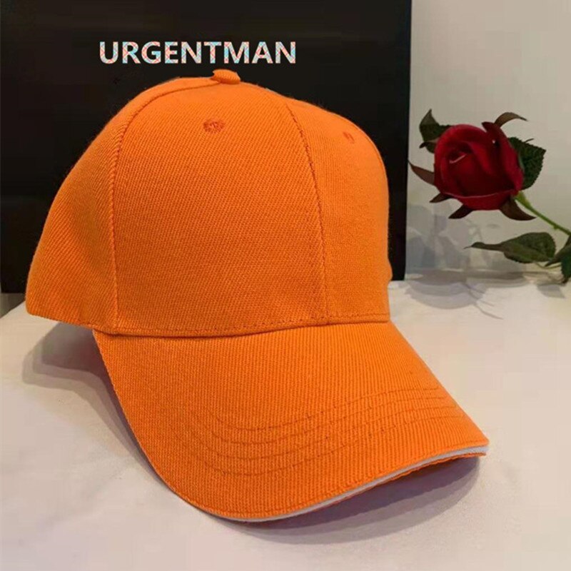 Unisex 6 Panel Cap Casual Acrylic Plain Baseball Cap Adjustable Hats For Women Men Hip Hop Cap Streetwear Dad Hat: Orange