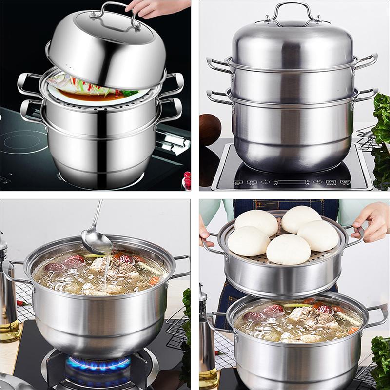 1 Set 30Cm Drie-Layer Multifunctionele Novel Praktische Soep Stoom Pot Stoom Pot Voor Keuken Thuis Restaurant