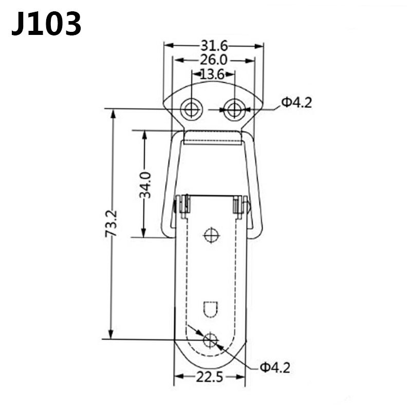 4Pcs/Lot Stainless Steel Hasp Spring Locking Latch Toolbox Chest Toggle Catch Clasp Box Hinges Furniture Hardware Accessories: 4Pcs J103