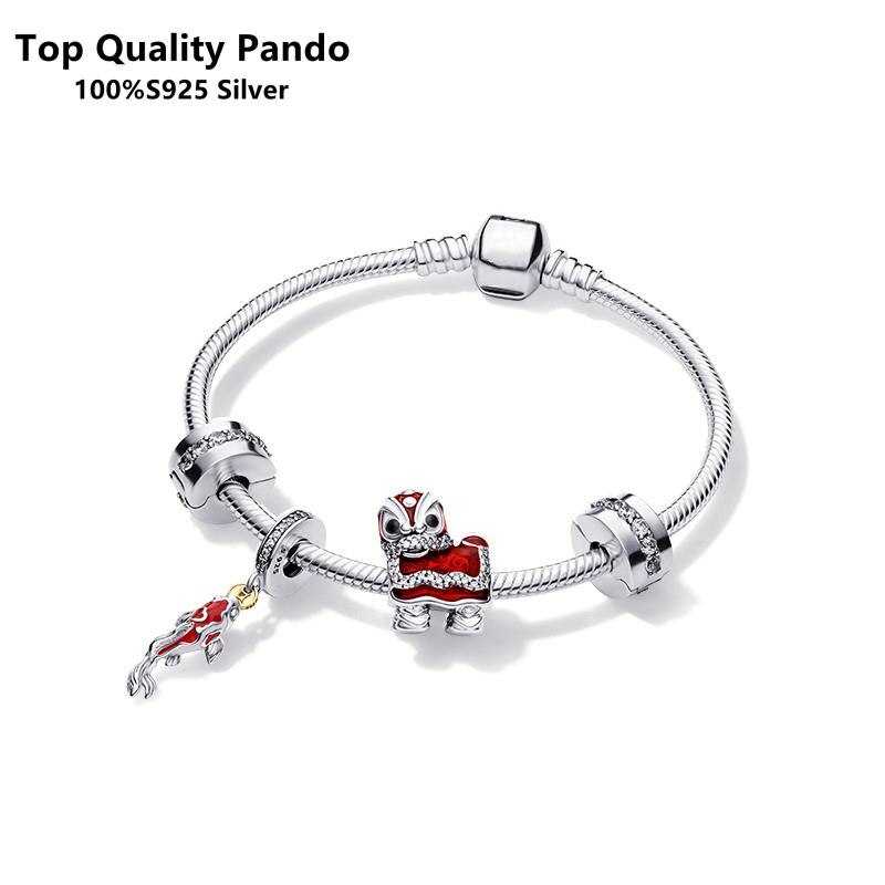 Chinese Rode Karper Pan Charm Vrouwen Armband Sterling Zilver 100% S925 Eenvoudige Luxe Temperament Herdenkingsgift