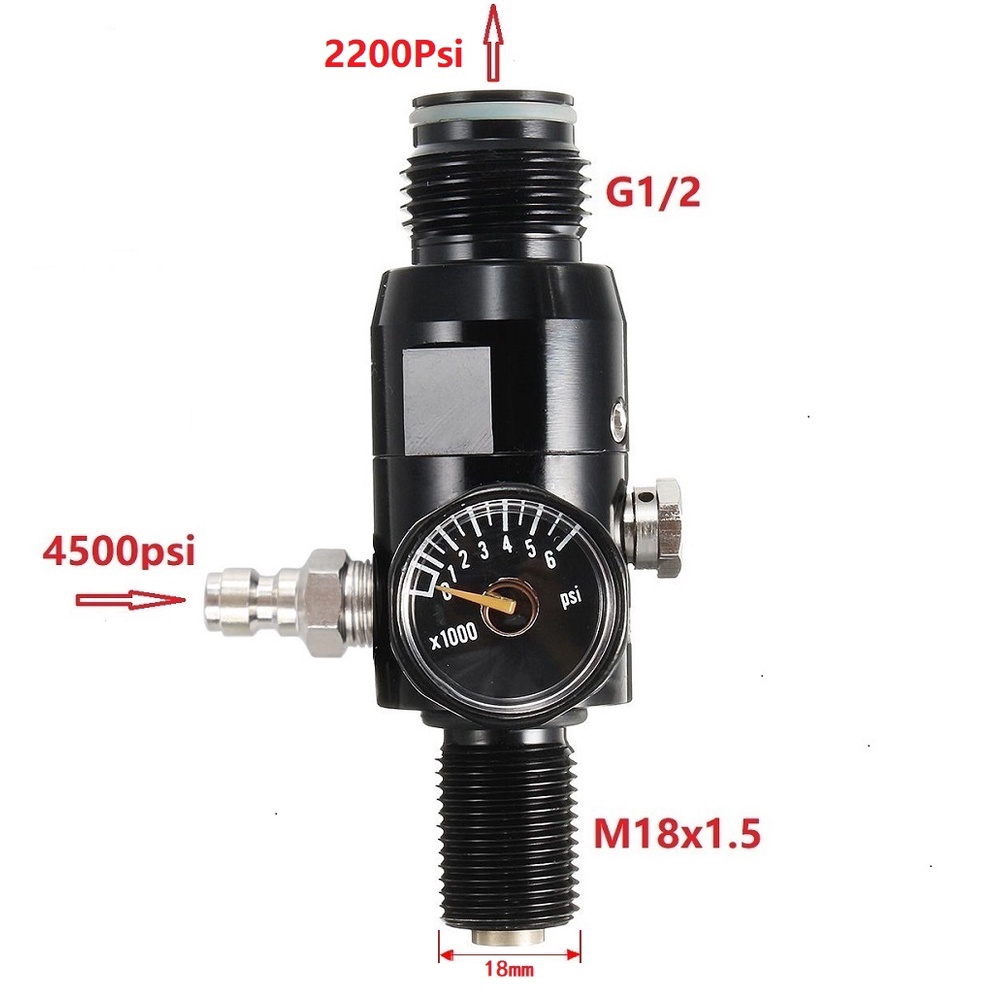 Regulator Valve 5/8-18UNF or M18*1.5 Regulator Valve 4500psi High Tank Regulator Cylinder Diving Aquarium Plant CO2 Tank Dive