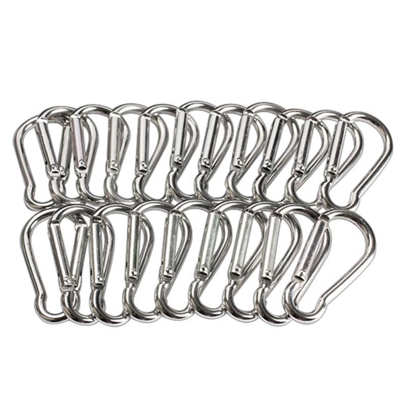 20Pcs Zilver Aluminium Lente Karabijnhaak Karabijnhaak Hanger Sleutelhanger Wandelen