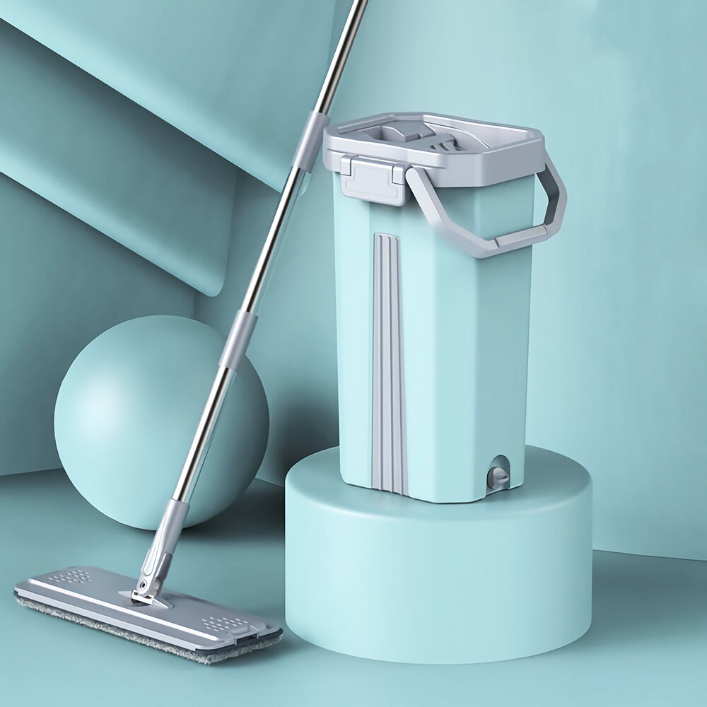 Plano apretar magia trapeador automático y el cubo para la casa y cocina lavado mopa para limpiar el piso Cubo de madera balde con mopa para pisos conjunto