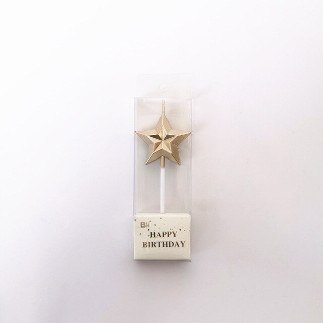 Verjaardagstaart Kaars Diamant Hart Stervorm Creatieve 3D Mooie Cupcake Kaars Kinderen Party Decoratie: B4