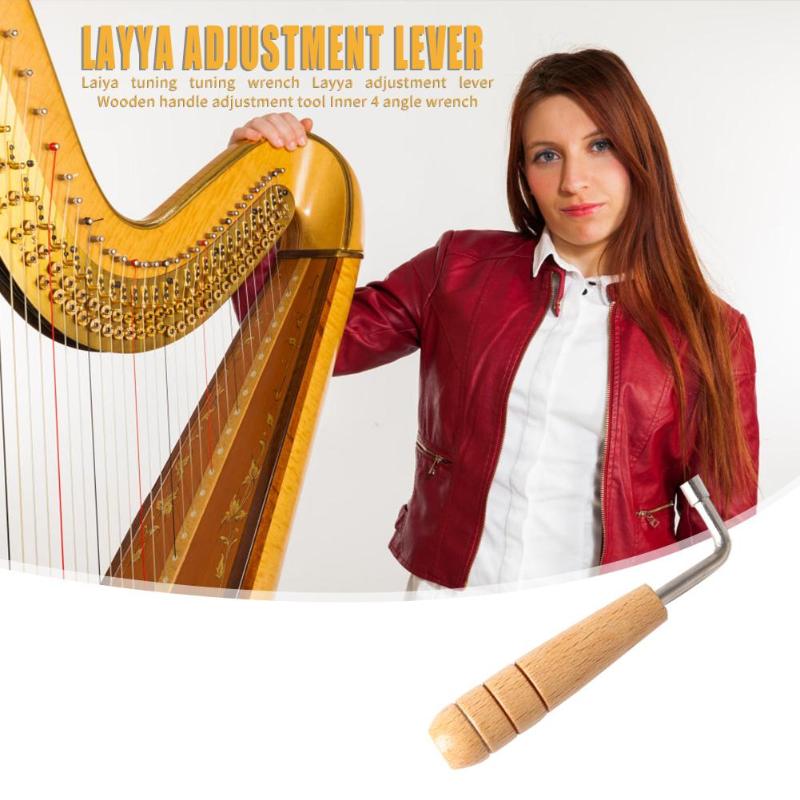 Lyre harpe tuning skruenøgle dygtig fremstilling lyre harpe tuning skruenøgle tuner træ håndtag justeringsværktøj indre 4 vinkel