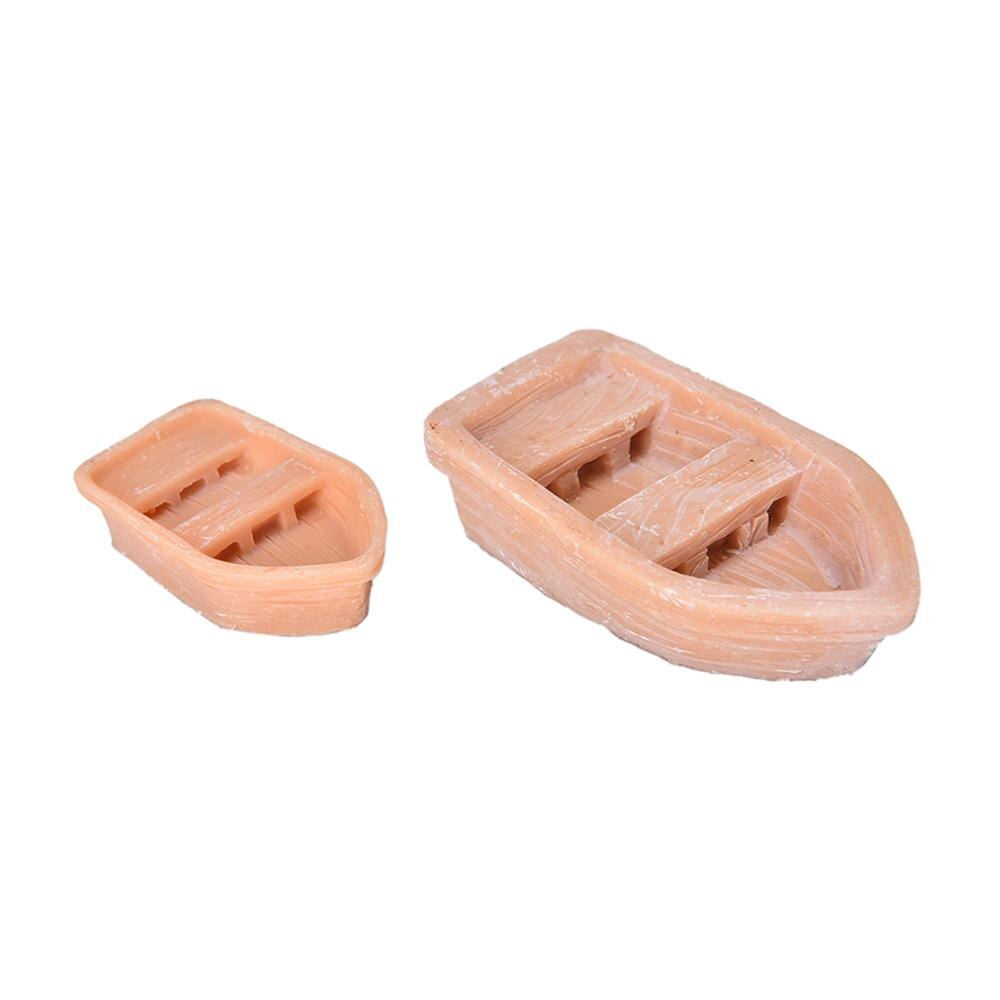 2 unid/set DIY adornos accesorios resina artesanía Retro madera barco Modelo figura juguetes Micro jardín decoración: Default Title
