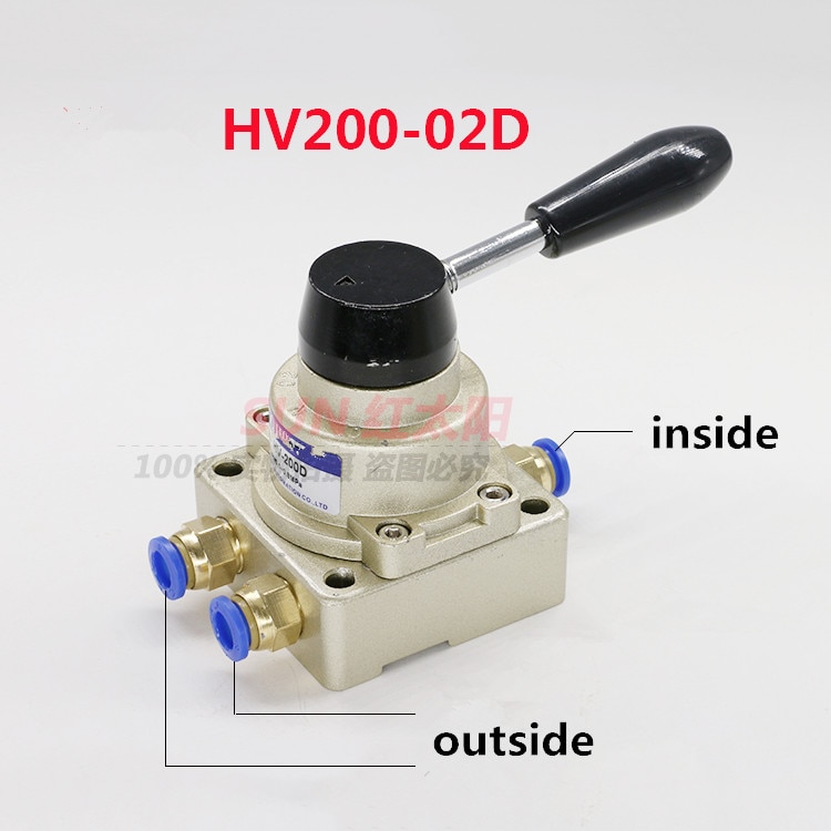 HV200-02D 3 Position 1/4" BSPT Hand Operated Pneumatic Valve Rotary Manual Control+TUBE FITTING 6,8,10,