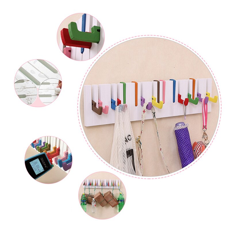 Wood Piano Hook Color Wall Decoration Rack Storage Organizer Magnetic Key Rack Hanger Key Ring Hooks Coat Rack