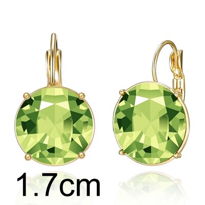 Pendientes de Metal de 3 tamaños para mujer, aretes redondos de cristal Multicolor para mujer y niña, de joyería para boda: A-4