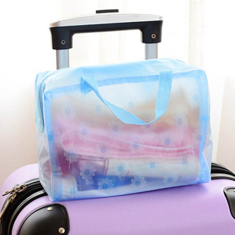 Waterproof PVC Save Space Floral Travel Accessories Transparent Make Up Organizer Toiletry Bathing Storage Cosmetics Bag