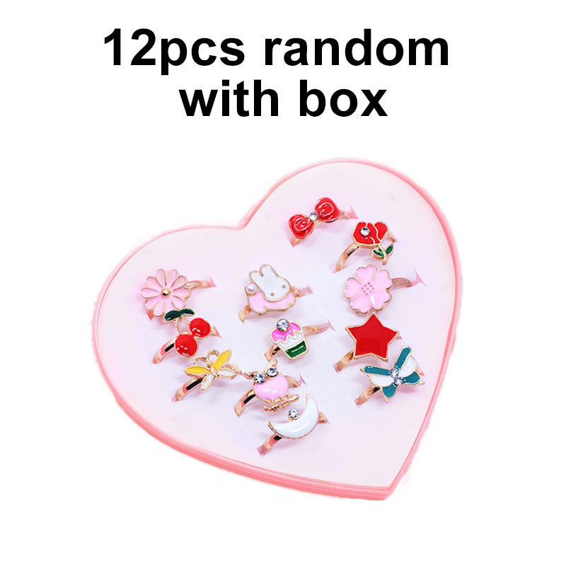 Children Rings Adjustable Exquisite Jewelry Cartoon Makeup Pretend Play Girls Birthday Kids Rewards TMZ: light yellow