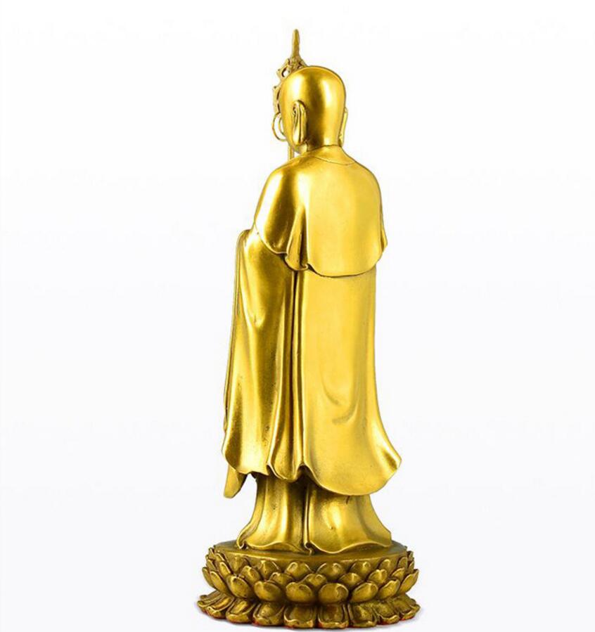 Estatua de cobre, estatua de bronce del rey tibetano, estatua de cobre puro de Buda Kaiguang Jiuhuashan, estatua de Bodhisattva tibetano