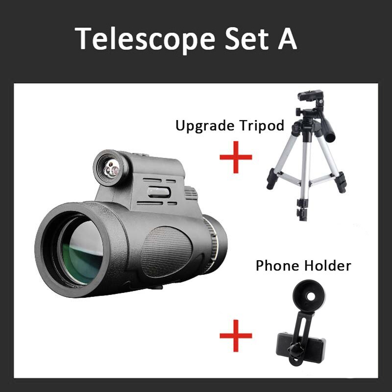 Powerful 12x50 Monocular Telescope With Three Kinds Of Light For Night Use Focus Object Signalling Outdoor Binoculars: Telescope Set A