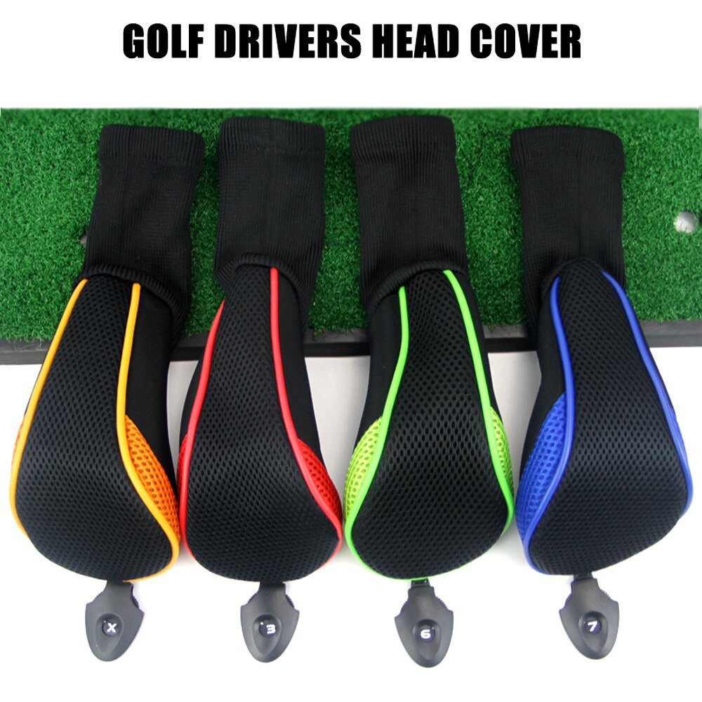 1Pcs Golf Club Head Covers Woods Driver Fairway Mesh Headcovers Men Women with Interchangeable Number Tag