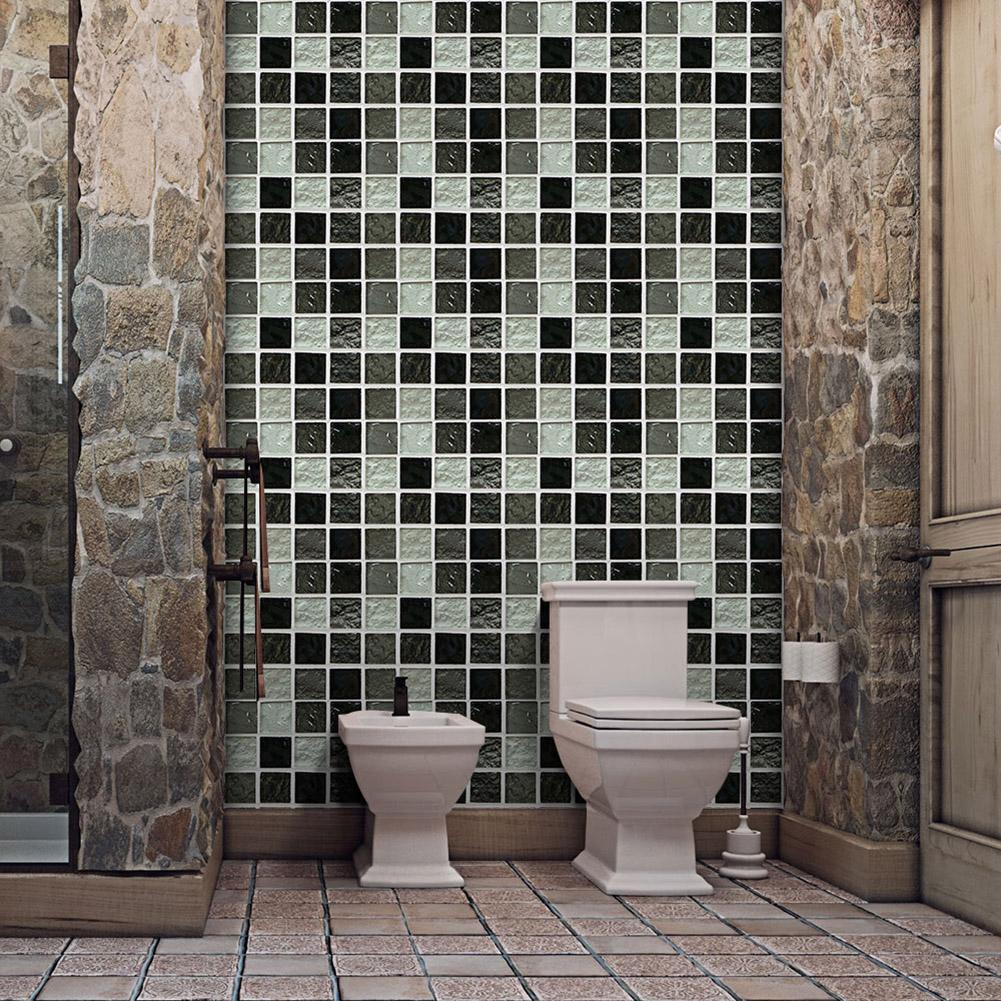 6pcs Waterproof Tiles Mosaic Stickers Mildew-proof Surface Covered with Film Kitchen Bathroom Toilet Adhesive Wallpaper