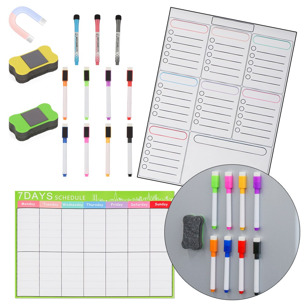 1Set Fridge Calendar, Magnetic Dry Erase Calendar , Calendar Whiteboard Desk/Wall /Fridge Weekly&Monthly Calendar/Planner