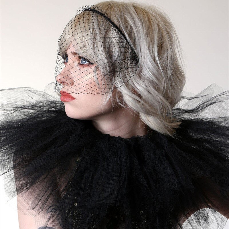 Black fascinator veil headband Jennifer Lawrence black birdcage veil gothic bride masquerade ball bachelorette veil Hairbands