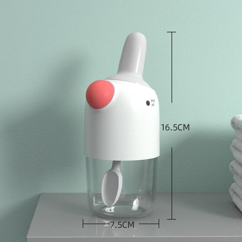 Plastic Small Spice Jar Dispenser Cooking Spoon Top Seal Spice Jar Set Organizer Pepper Salero De Cocina Kitchen Utensils OC50TL: 16.5x7.5cm red