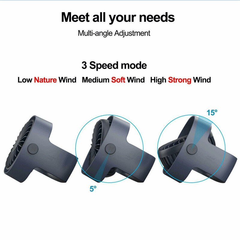 USB Personal Mini Fan Cooler Portable Quiet Desktop Desk Silent PC Outdoor Office 3 Speed Cooling Fan
