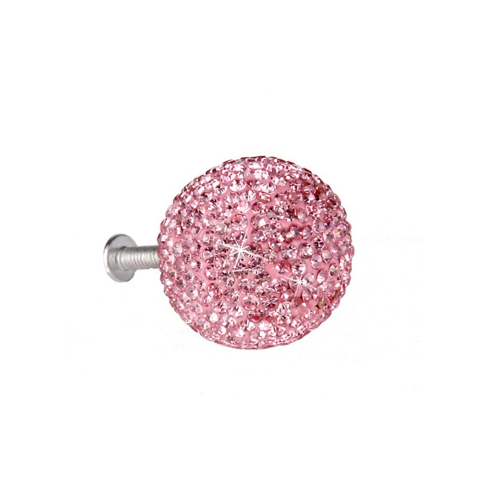 Manija de cajón de bola de cristal brillante, perilla de puerta de diamante con 5 uds. De tornillos de tuerca: Pink