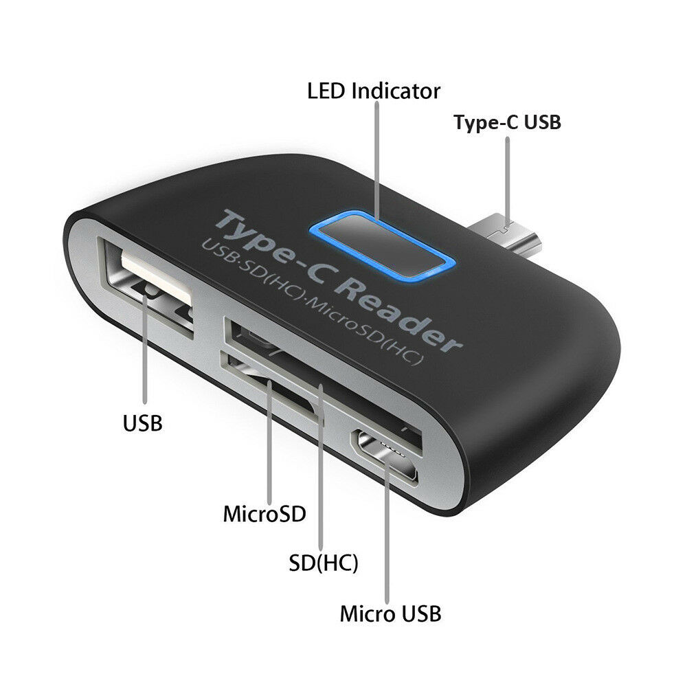 Micro sd hukommelseskortlæser usb  c 3.1 type c til usb 3.0 otg hub adapter
